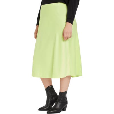 Plus Size Eloquii Satin Midi Skirt, Yellow