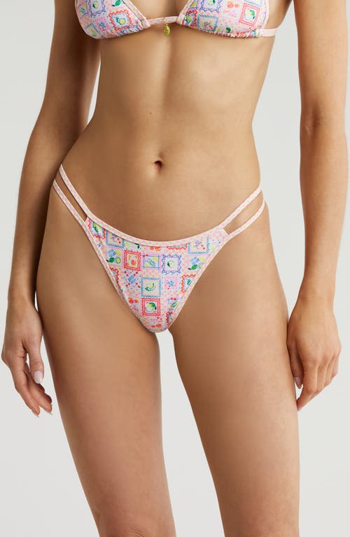 Strappy Cheeky Bikini Bottoms in Citron Coast