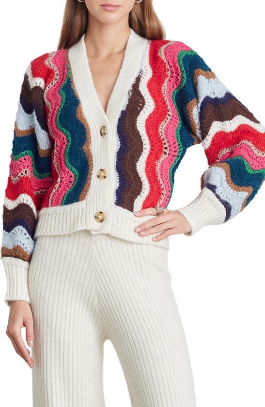 Eleven Six Taylor Chevron Button-down Cardigan In Multi Color