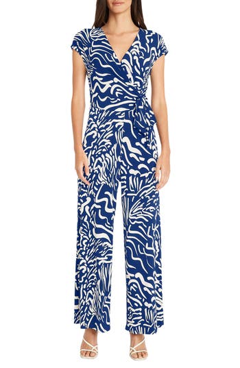 Maggy London Front Tie Jumpsuit In Blue