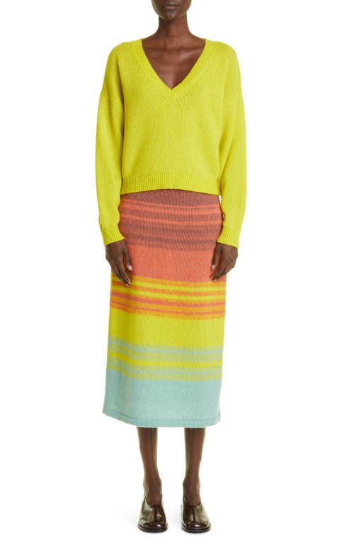 The Elder Statesman Nimbus Ombré Stripe Cashmere & Cotton Skirt in Jnp/Chr/Tag/Hck