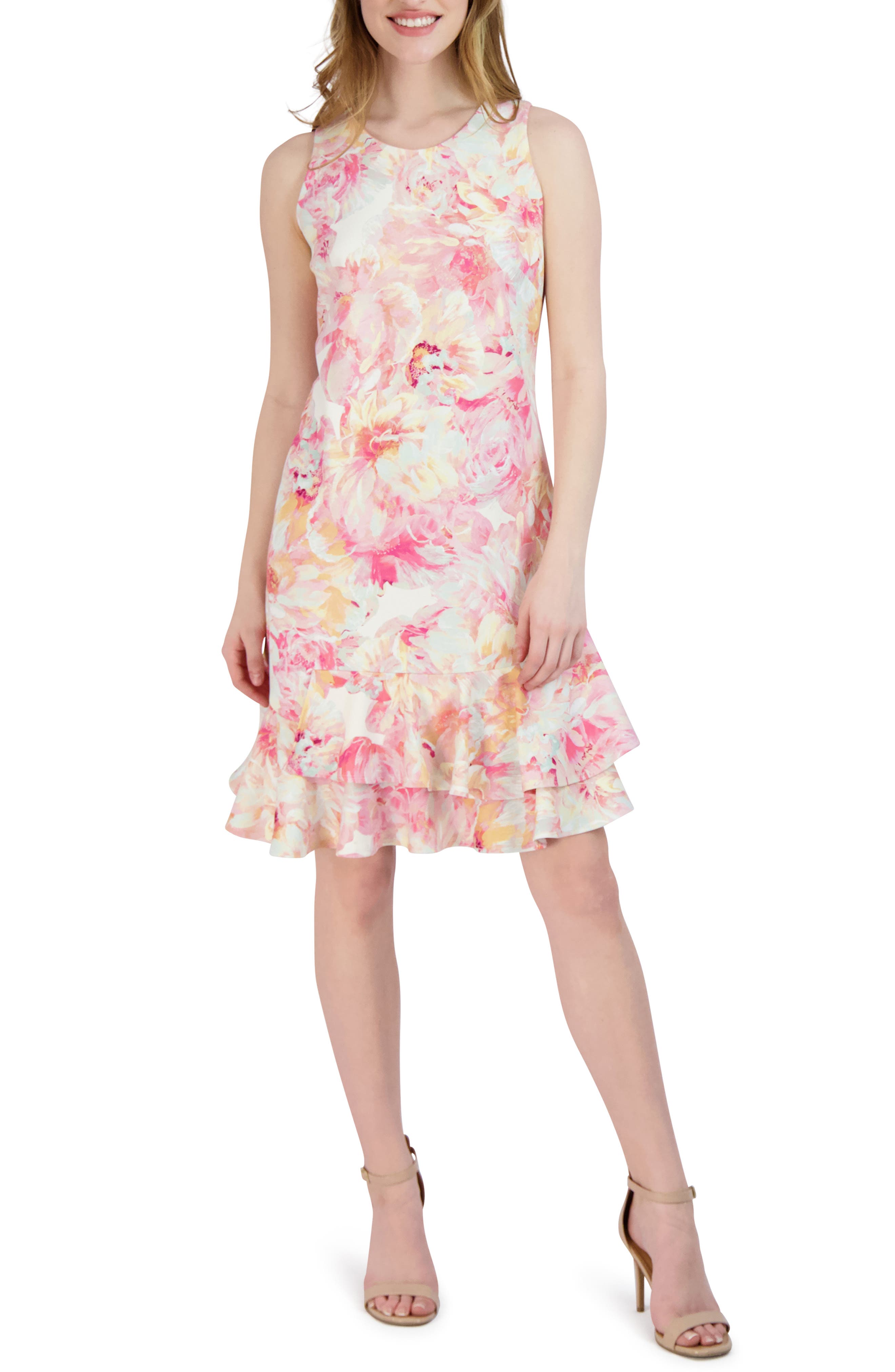 Robbie Bee Floral Ruffle Sleeveless 