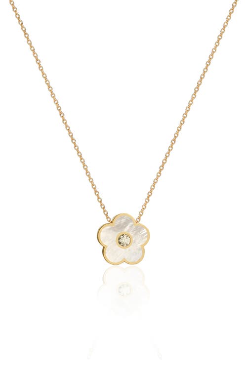 Gabi Rielle Effortless Staples Inlay Flower Pendant Necklace In Gold/pearl