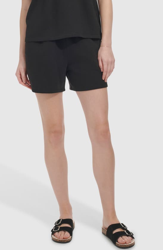 Shop Andrew Marc Sport French Terry Pull-on Shorts In Black
