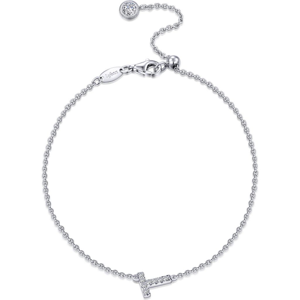 Lafonn Simulated Diamond Pavé Initial Bracelet In Silver/white T