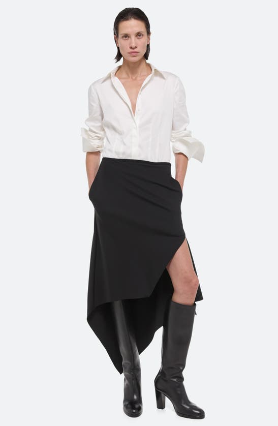 Shop Helmut Lang Scarf Hem Virgin Wool Maxi Skirt In Black