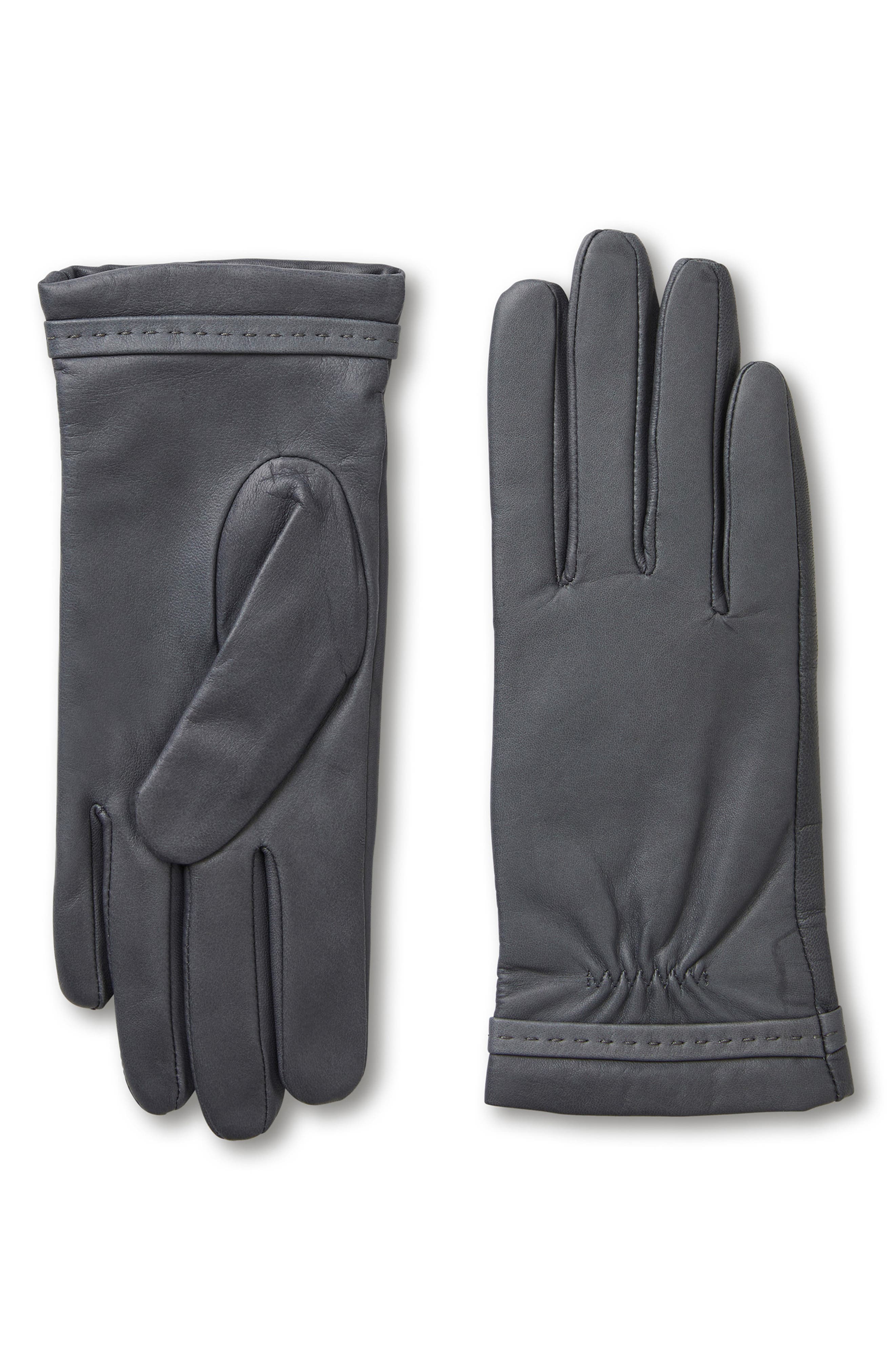 Bruno Magli Classic Leather Gloves in Grey Cover