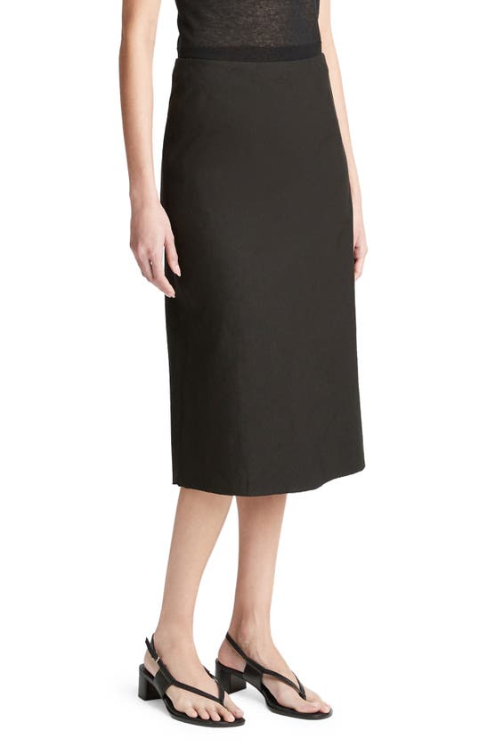 Shop Vince Easy Linen Blend Slip Skirt In Black