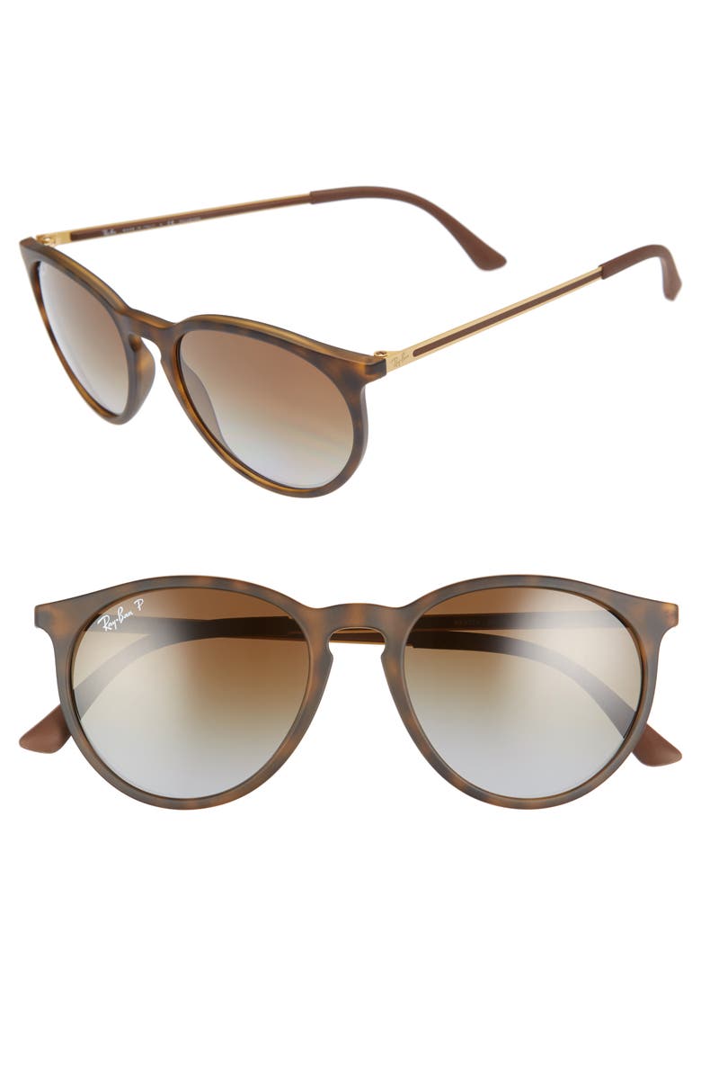  53mm Polarized Round Sunglasses, Main, color, BROWN/ GREY POLAR