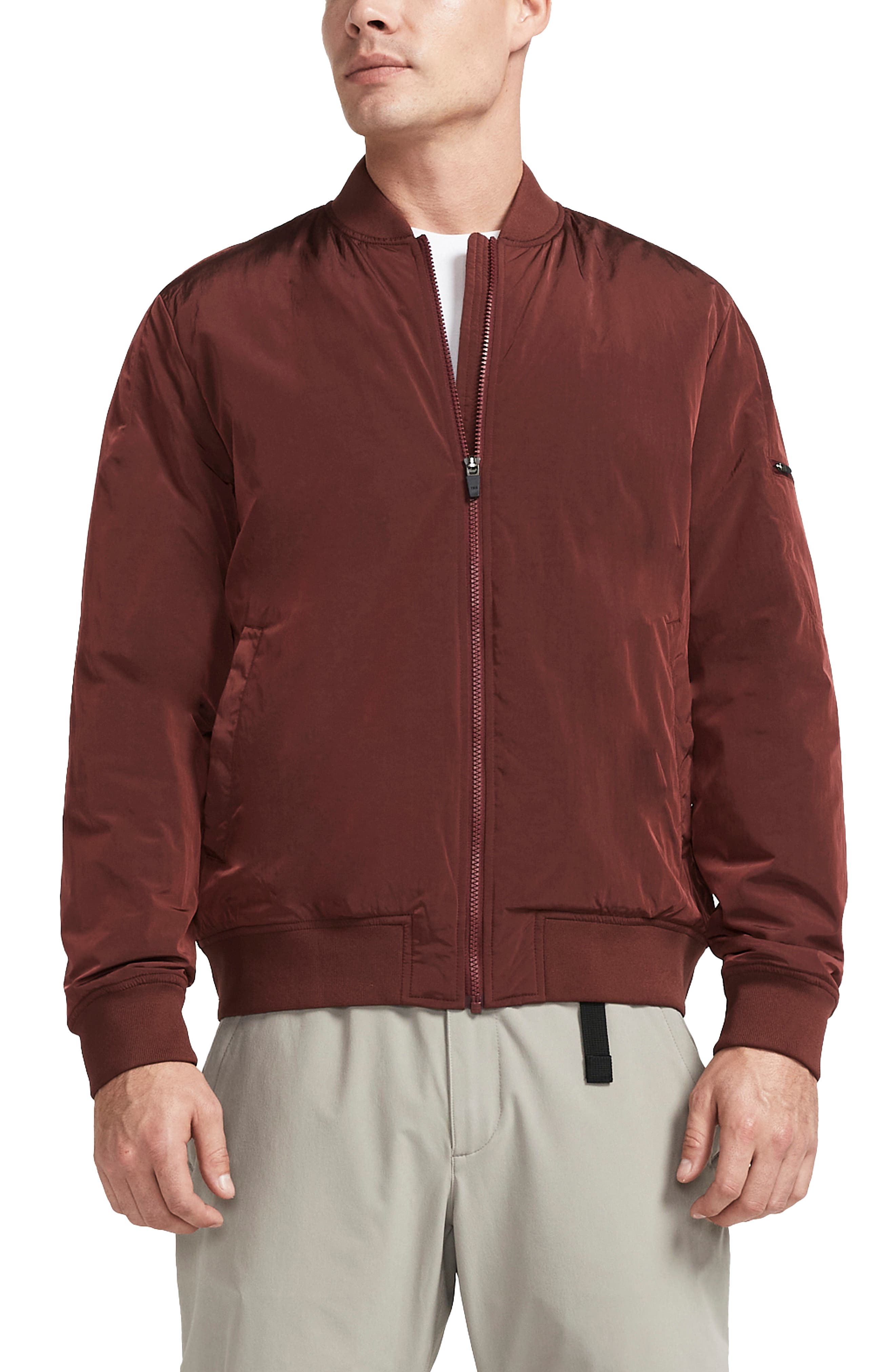 mens dark red bomber jacket