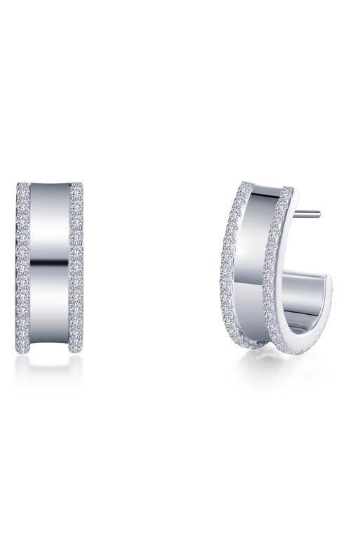 Lafonn Simulated Diamond Huggie Hoop Earrings in White/Silver at Nordstrom