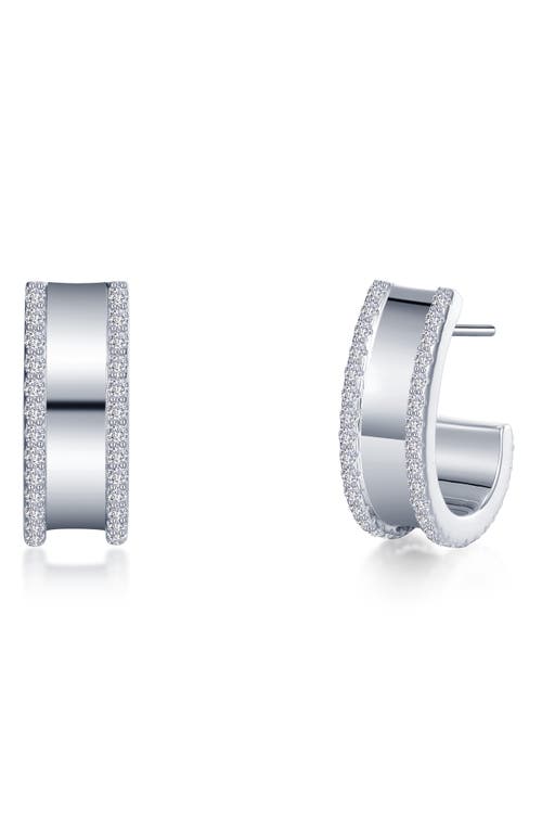 Lafonn Simulated Diamond Huggie Hoop Earrings In White/silver