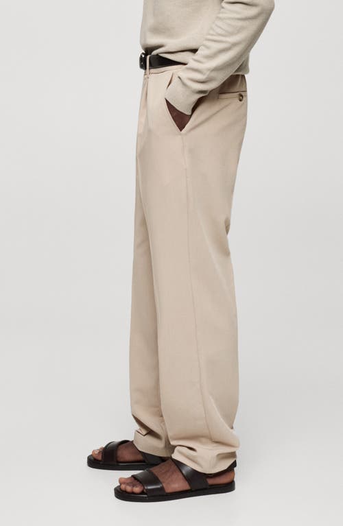 Shop Mango Regular Fit Pleated Flowy Pants In Ice Grey