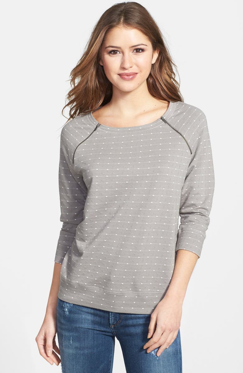 Caslon® Zip Shoulder Sweatshirt (Regular & Petite) | Nordstrom