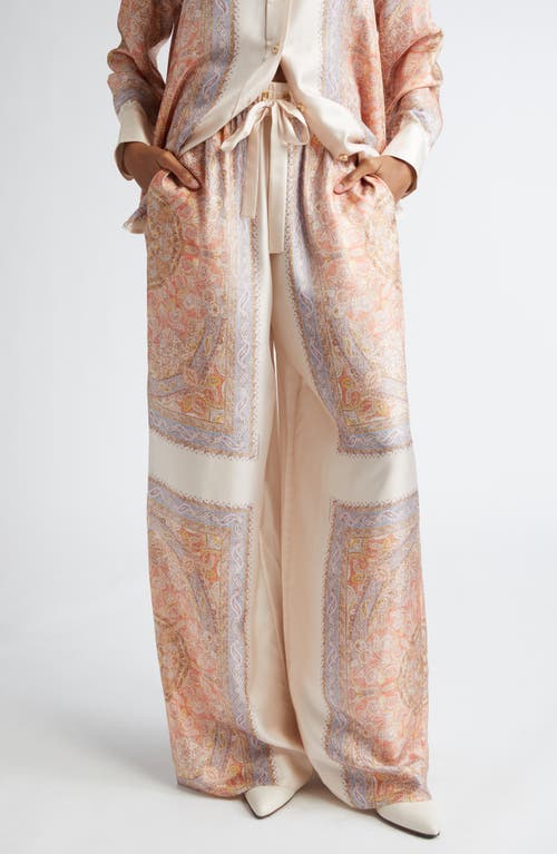 Shop Zimmermann Illustration Floral Paisley Wide Leg Silk Track Pants In Paisley Haze