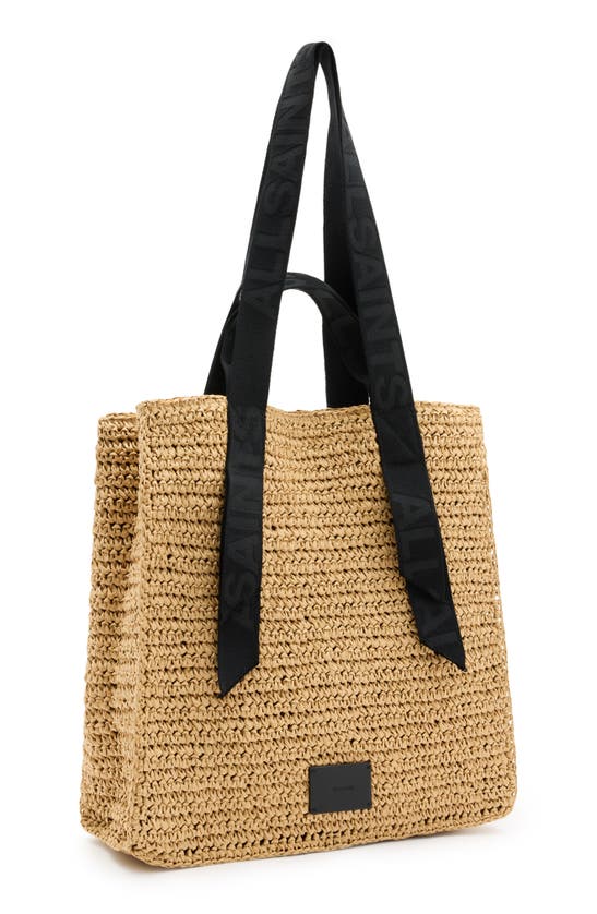 Shop Allsaints Lullah Straw Tote Bag In Almond