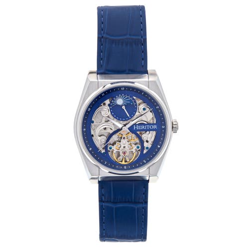 Shop Heritor Automatic Daxton Skeleton Watch In Blue