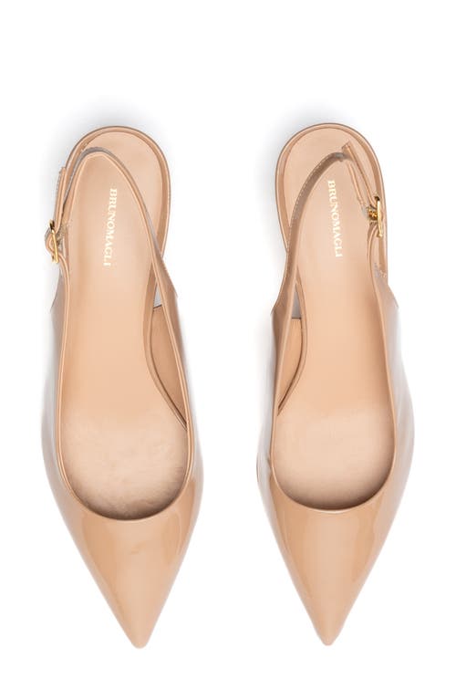 Bruno Magli Palerma Pointed Toe Kitten Heel Slingback Pump In Biscuit Patent