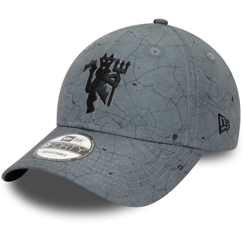 Shop New Era Gray Manchester United City Print 9forty Adjustable Hat