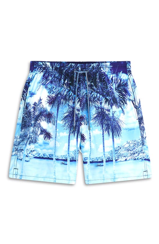 Shop Bugatchi Cosmo Swim Trunks In Aqua