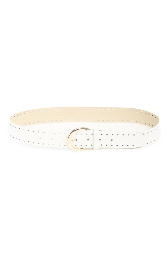 Jessica Simpson Perforated On Edge Faux Leather Belt In White
