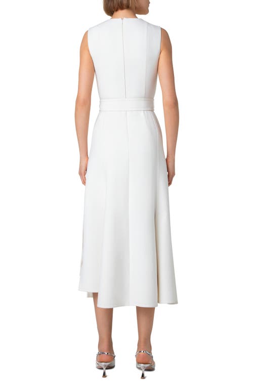 AKRIS AKRIS ASYMMETRIC BELTED DOUBLE FACE WOOL MIDI DRESS