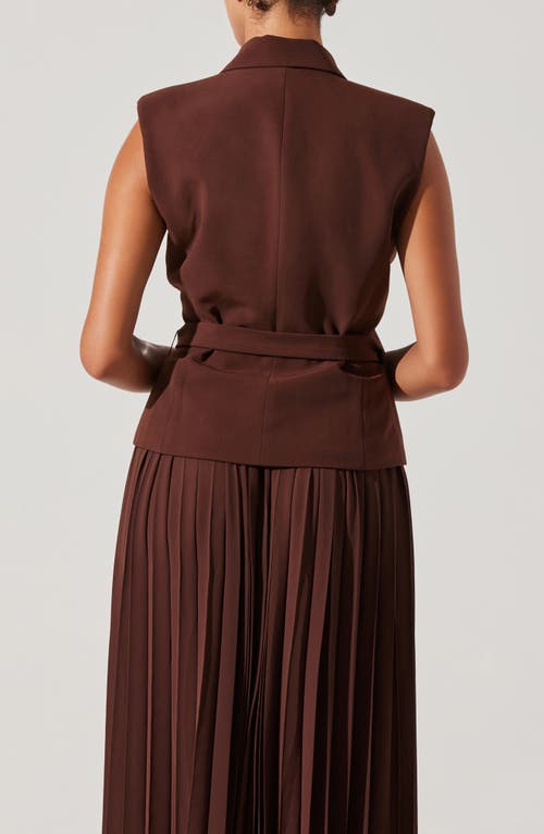 Shop Astr The Label Sleeveless Accordion Pleat Midi Dress In Brown