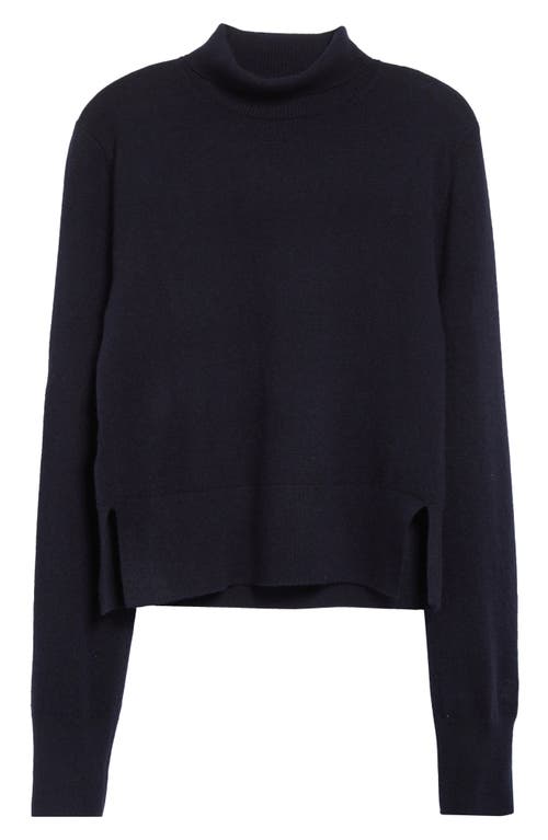 Shop Totême Toteme Crop Cashmere Turtleneck Sweater In Navy