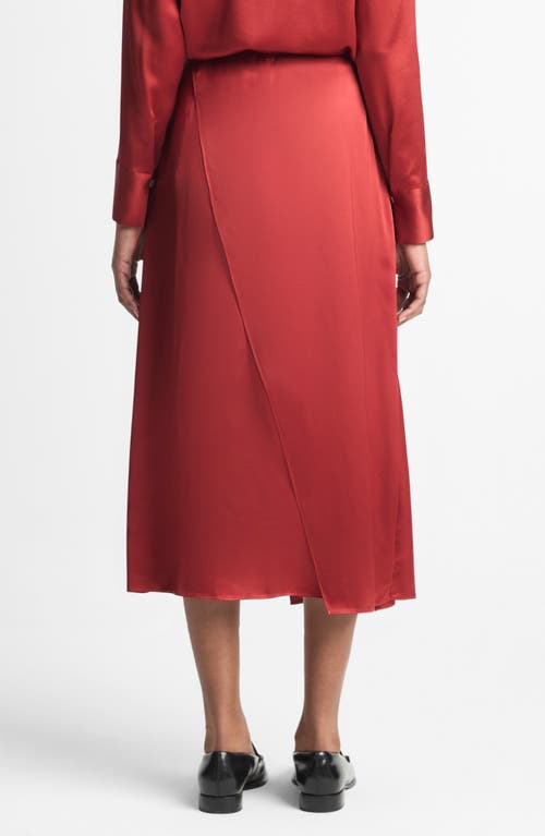 Shop Vince Draped D-ring Wrap Skirt In Dark Scarlet