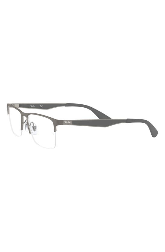 Shop Ray Ban Ray-ban 54mm Semi Rimless Rectangular Optical Glasses In Matte Gunmetal