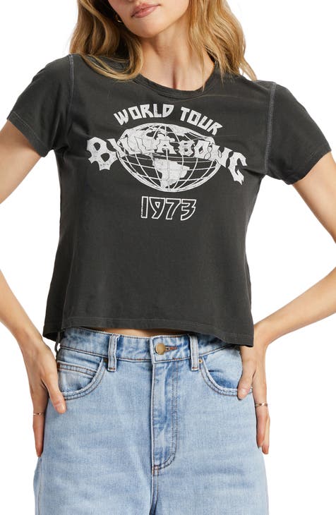 World Tour Crop Cotton Graphic T-Shirt