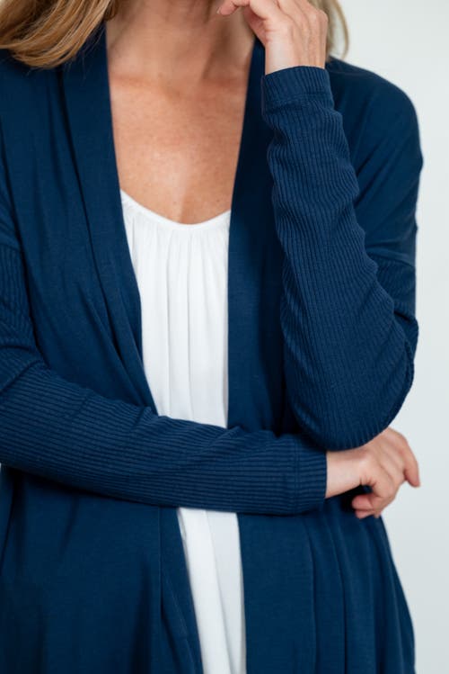 Jjwinks Bff Open Front Lightweight Pocketed Cardigan In Navy