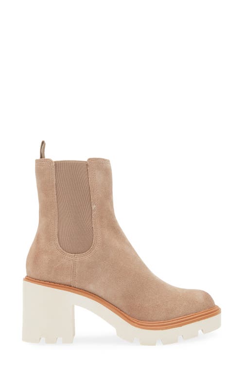 Chocolat Blu Ferra Platform Chelsea Boot In Latte Suede
