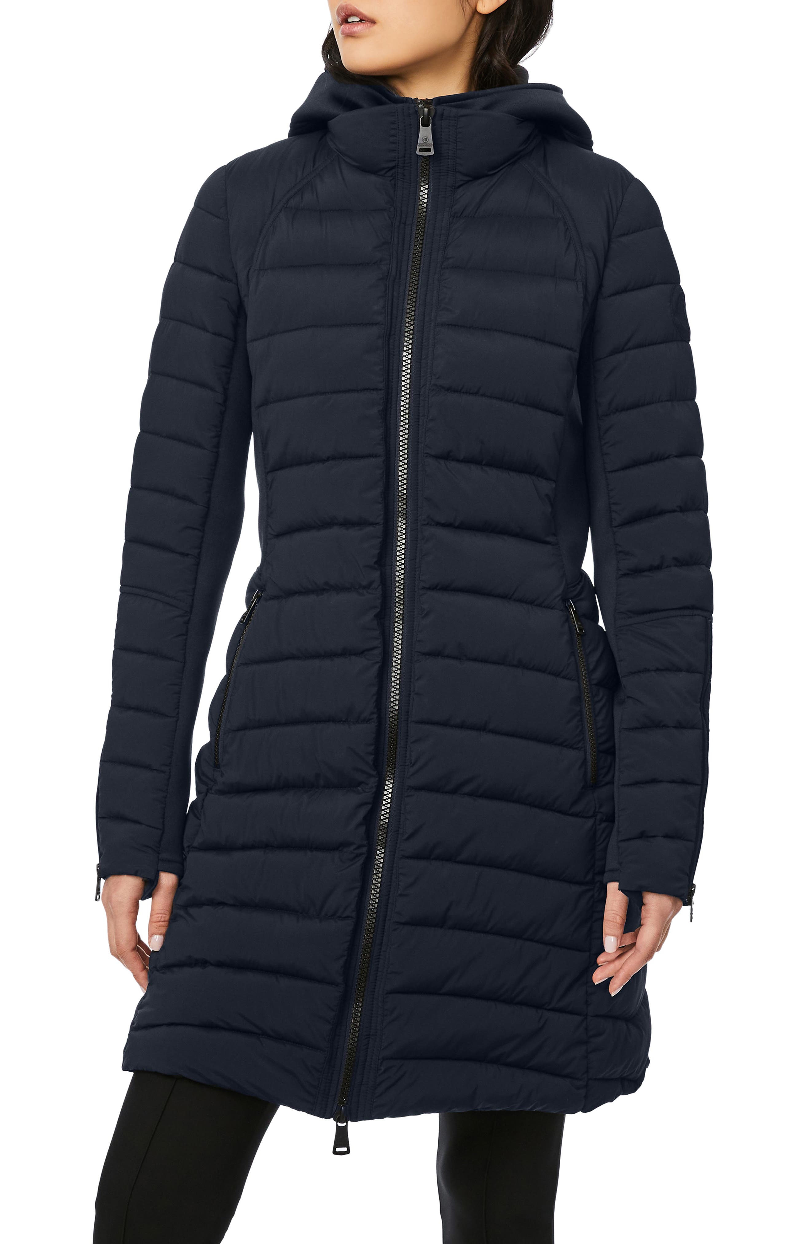 womens long navy puffer coat