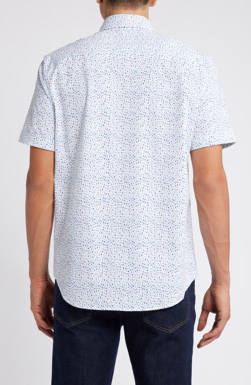 Shop Bugatchi Miles Ooohcotton® Scatter Print Short Sleeve Button-up Shirt In Air Blue