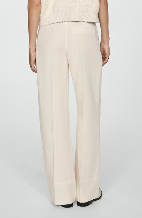 Shop Mango Pleat Front Lyocell Wide Leg Pants In Ecru