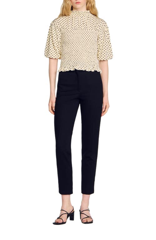 Shop Sandro Polka Dot T-shirt In Ecru/black