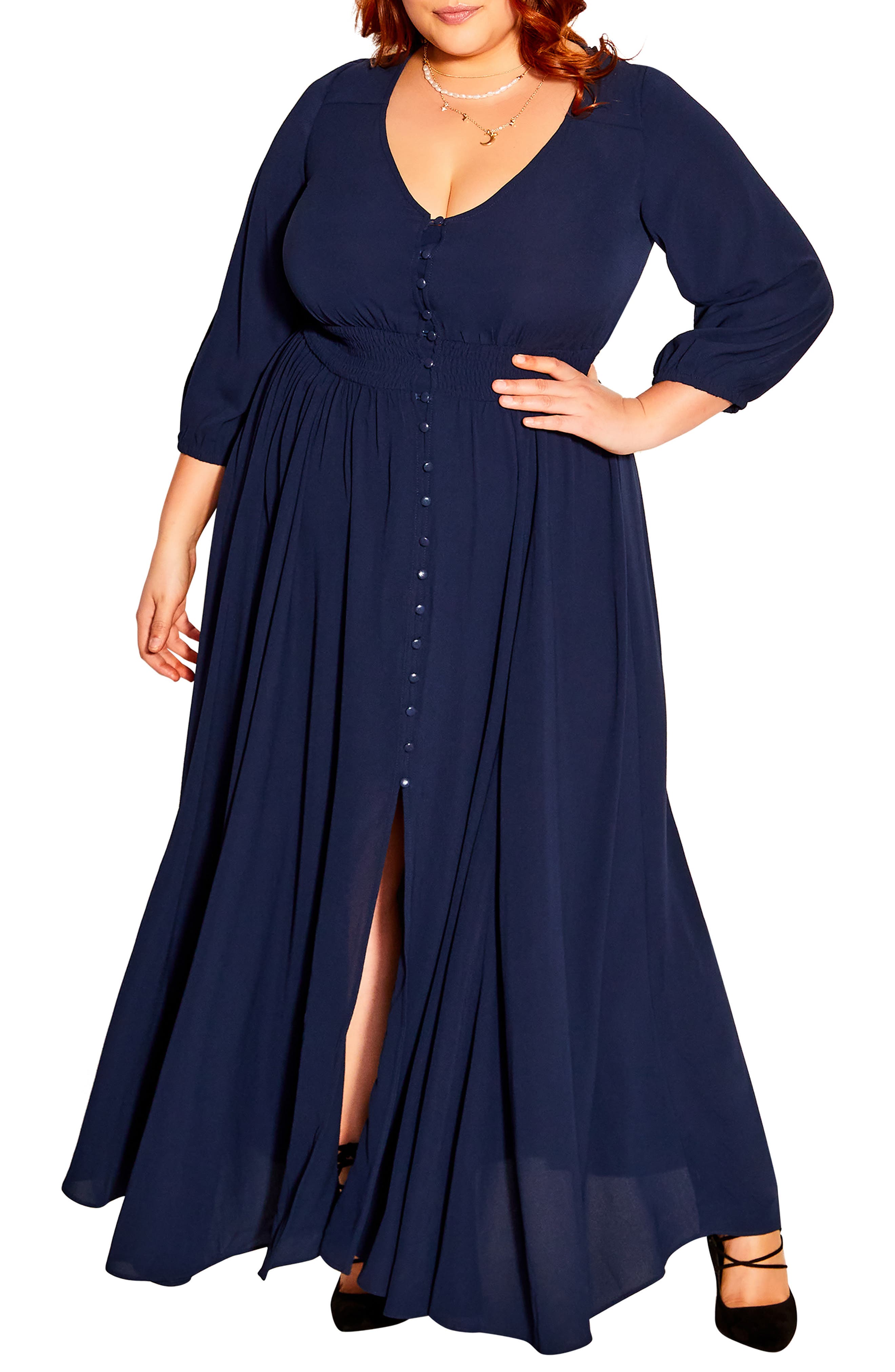 ladies navy maxi dress