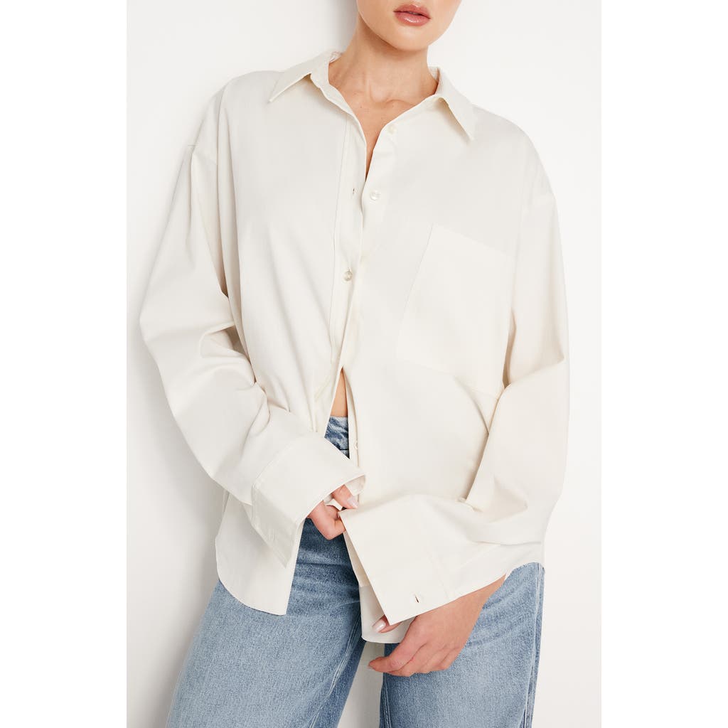 Good American Stretch Poplin Button-up Shirt In White