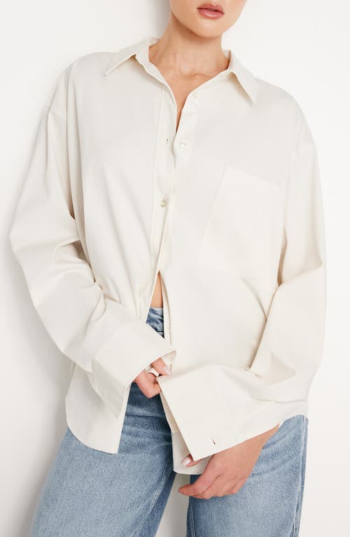Good American Stretch Poplin Button-Up Shirt Cloud White001 at Nordstrom,