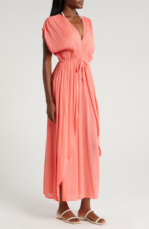 Shop Elan Wrap Maxi Cover-up Dress In Coral