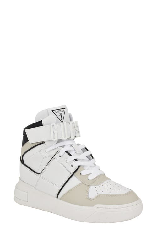 GUESS Corten High Top Sneaker in White/Beige 