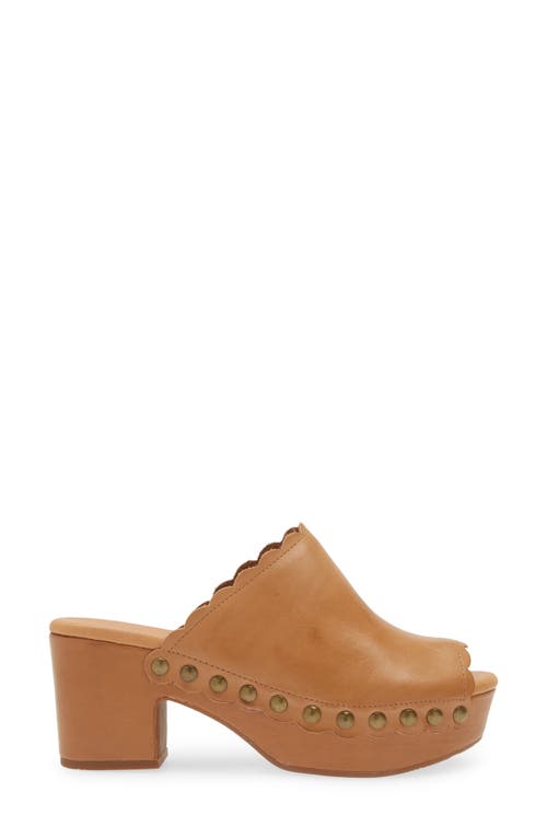 Chocolat Blu Gold Platform Slide Sandal In Tan Leather