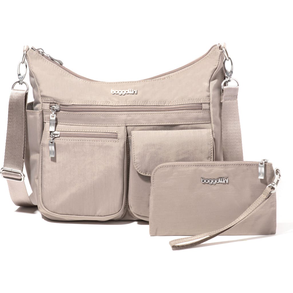 Baggallini Modern Everywhere Hobo Crossbody Bag With Wristlet In Moonrock