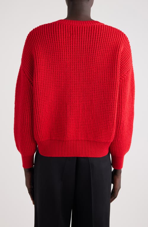 Shop Givenchy 4g Logo Waffle Knit Wool Sweater In Red