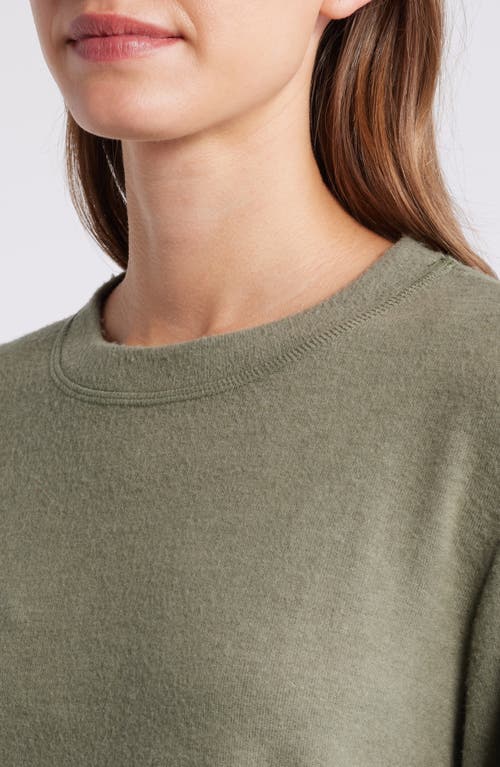 Loveappella Crewneck Brushed Jersey Top In Olive