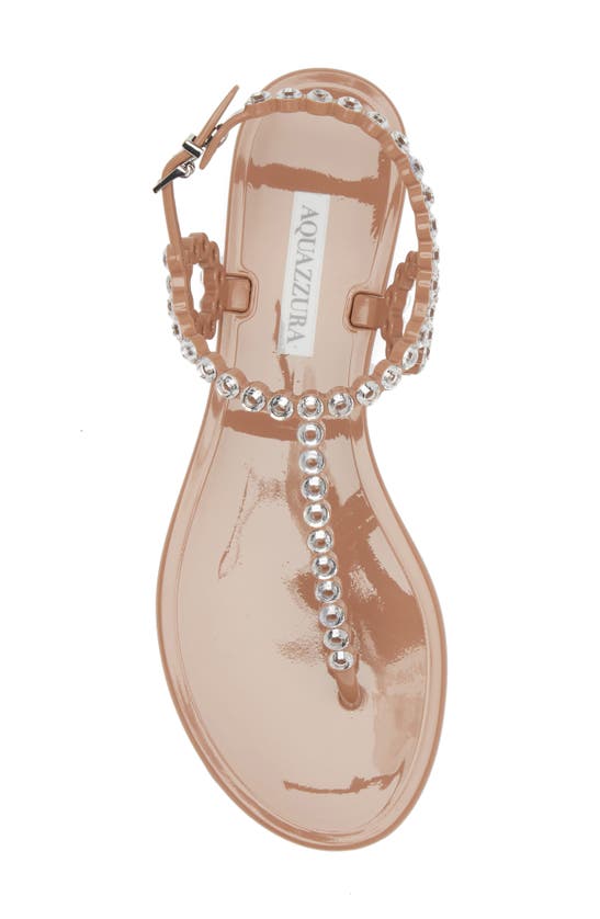 Aquazzura T-strap Pink Sandals With Circular Embellishments In Pink Nude