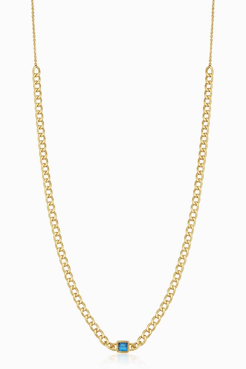 Oradina 14k Gold Dazzle Me Curb Choker Necklace In Gold - Blue Zirconia