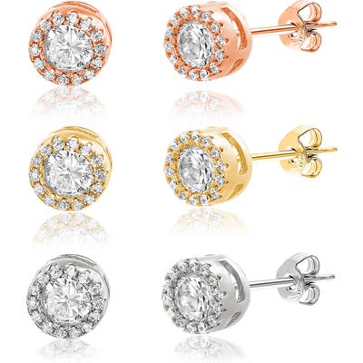 Lesa Michele Set Of 3 Stud Earrings