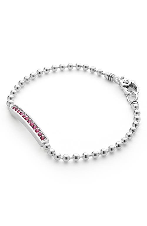 Shop Lagos Caviar Spark Ruby Bar Bracelet In Silver